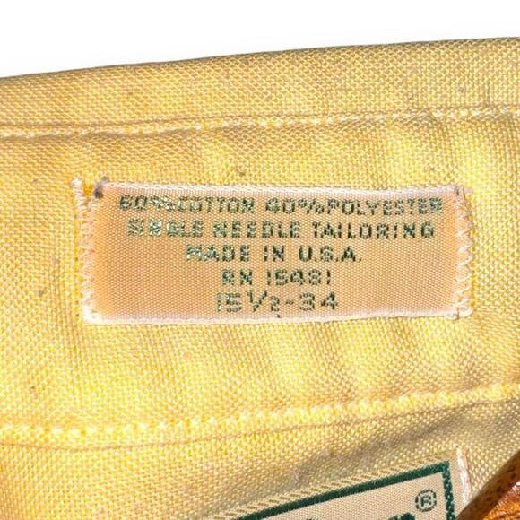 L.L. Bean Yellow Made in USA Oxford Button Down Shirt M - Picture 3 of 8